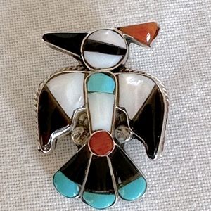 Native American Zuni handmade Thunderbird inlaid pin/pendant